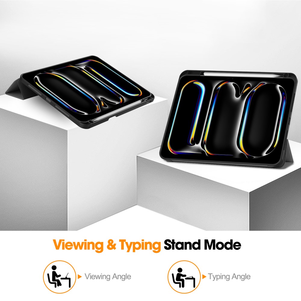  iPad Pro 11 2025/2024 Fodral Tri-Fold Pennhållare Grå
