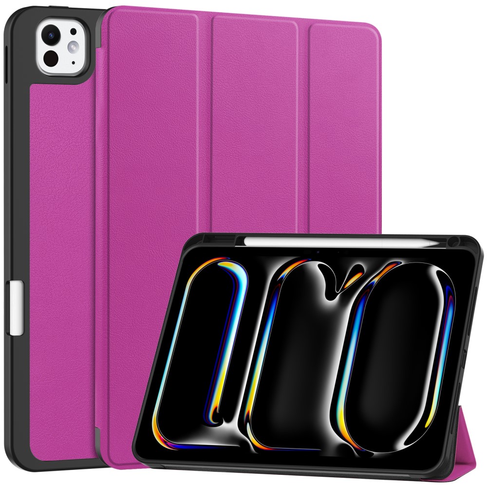  iPad Pro 11 2025/2024 Fodral Tri-Fold Pennhållare Lila