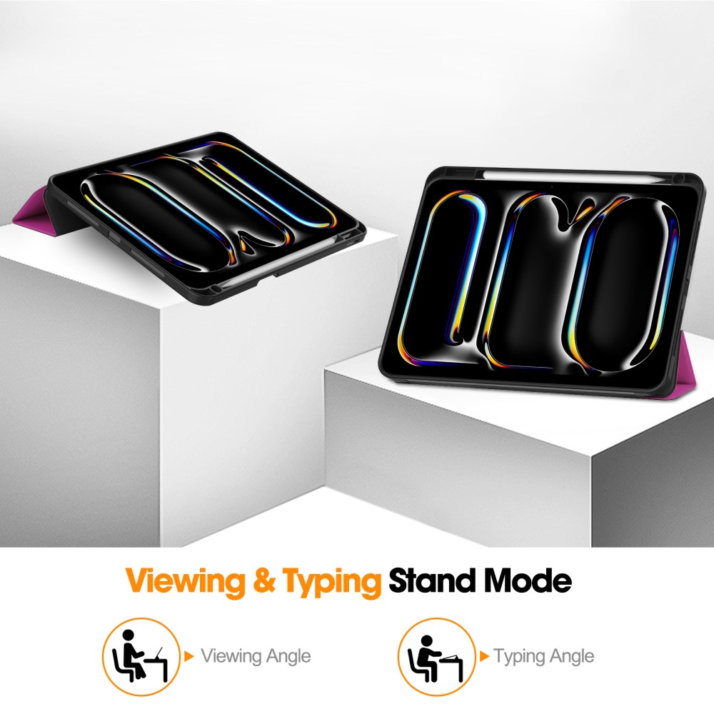  iPad Pro 11 2025/2024 Fodral Tri-Fold Pennhållare Lila