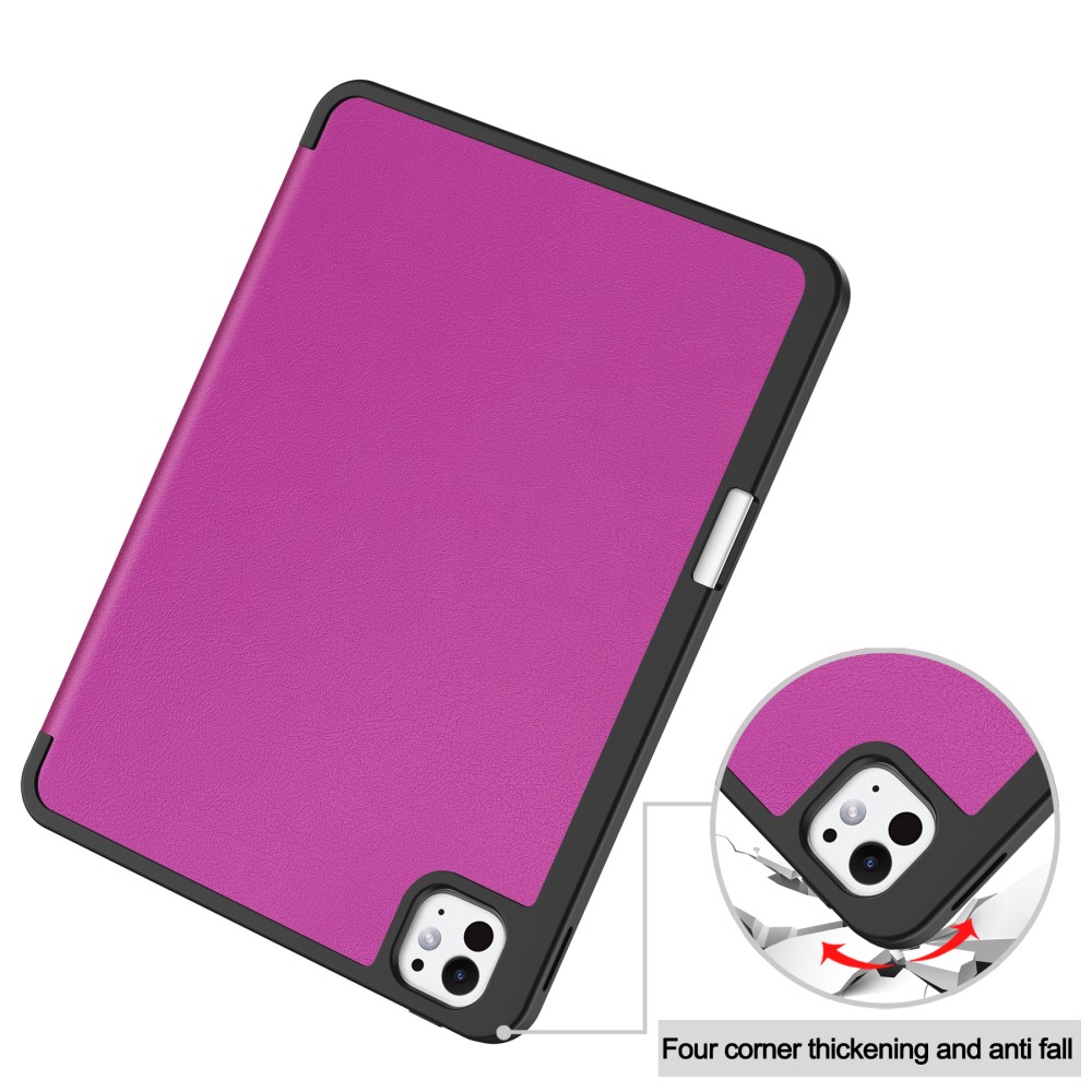  iPad Pro 11 2025/2024 Fodral Tri-Fold Pennhållare Lila