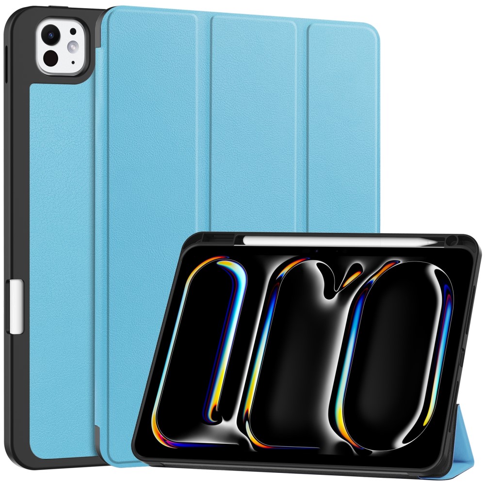  iPad Pro 11 2025/2024 Fodral Tri-Fold Pennhållare Blå