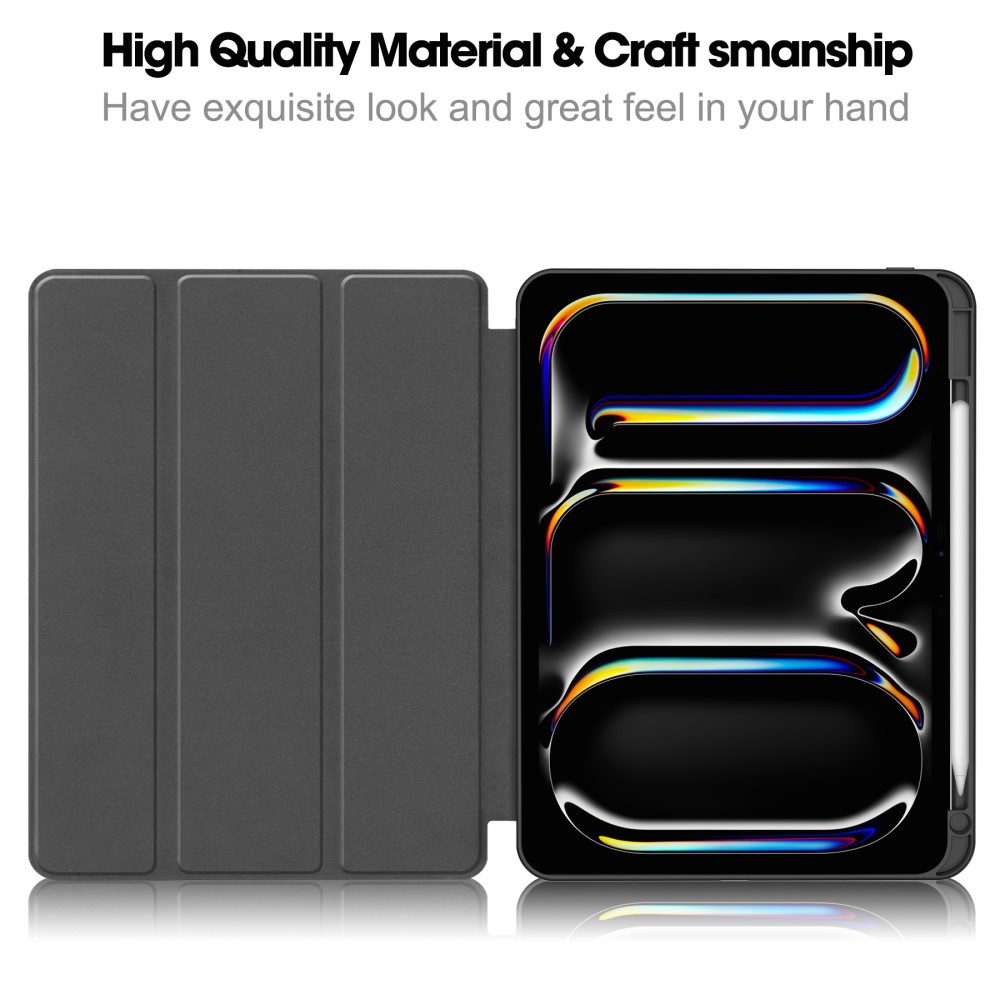  iPad Pro 11 2025/2024 Fodral Tri-Fold Pennhållare Blå
