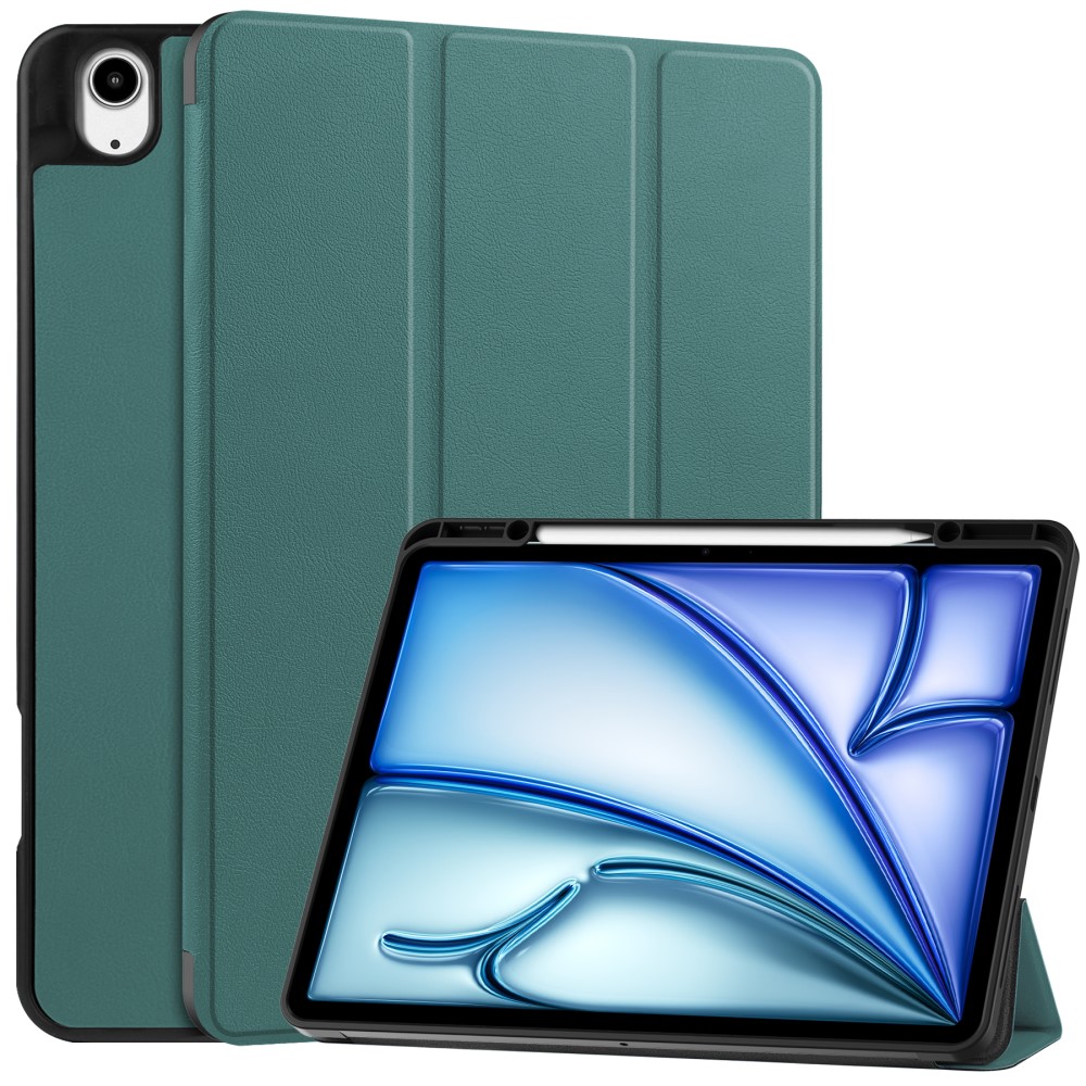  iPad Air 13 2026-2024 Fodral Tri-Fold Pennhållare Grön
