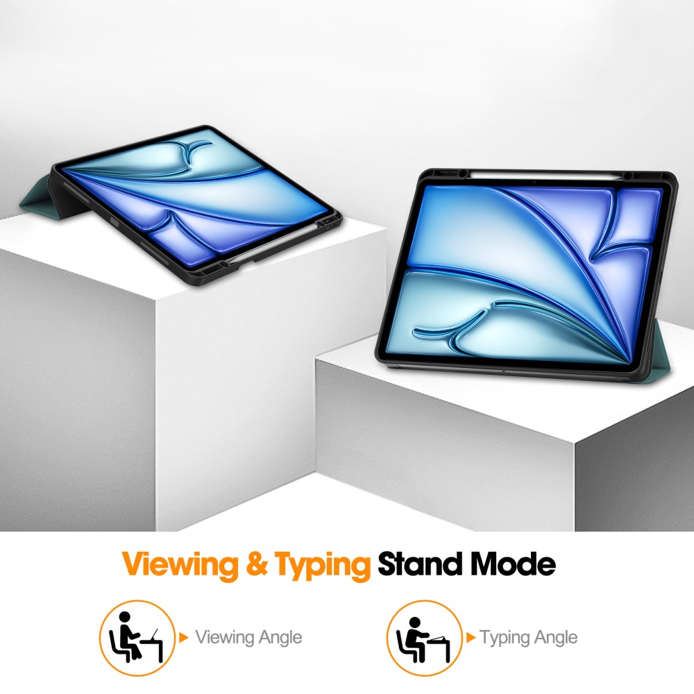  iPad Air 13 2026-2024 Fodral Tri-Fold Pennhållare Grön