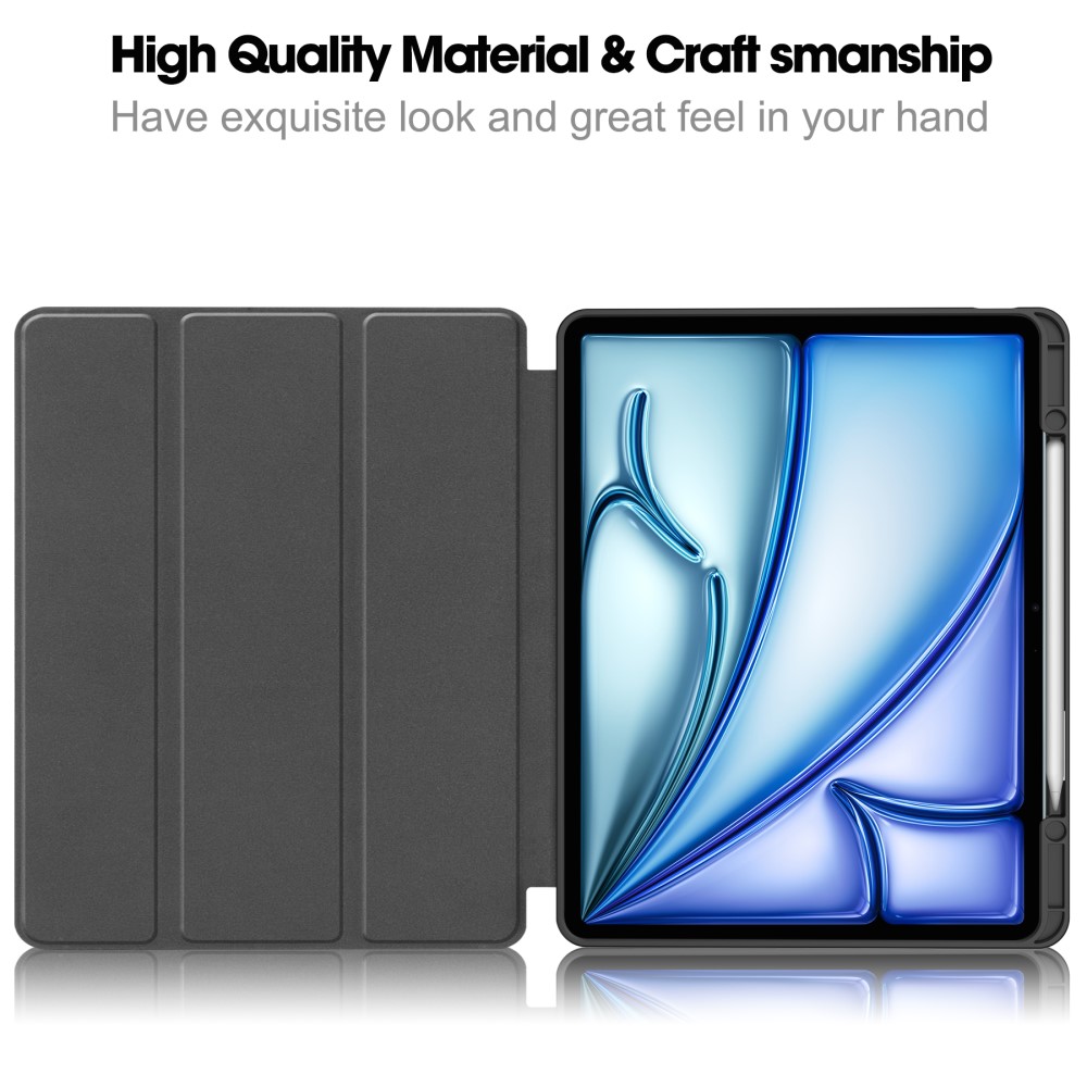 iPad Air 13 2026-2024 Fodral Tri-Fold Pennhållare Grå