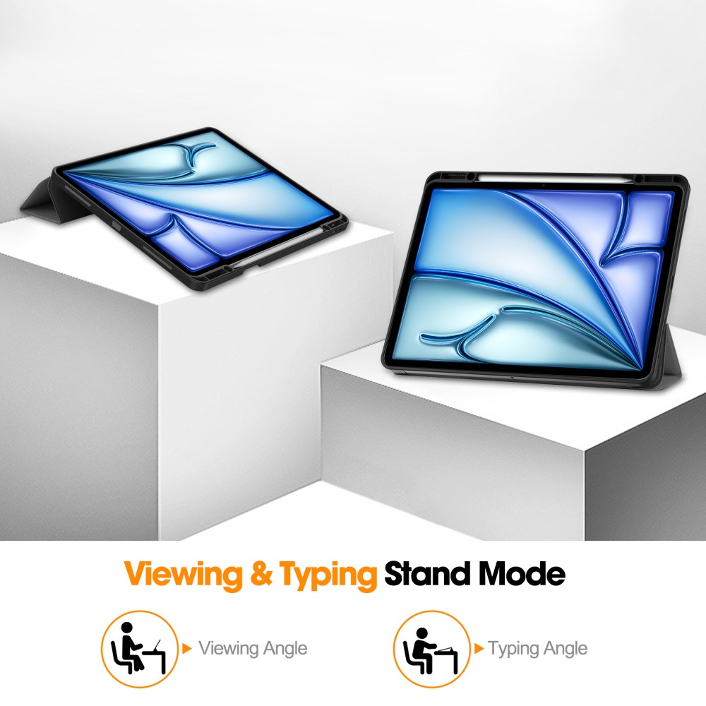 iPad Air 13 2026-2024 Fodral Tri-Fold Pennhållare Grå