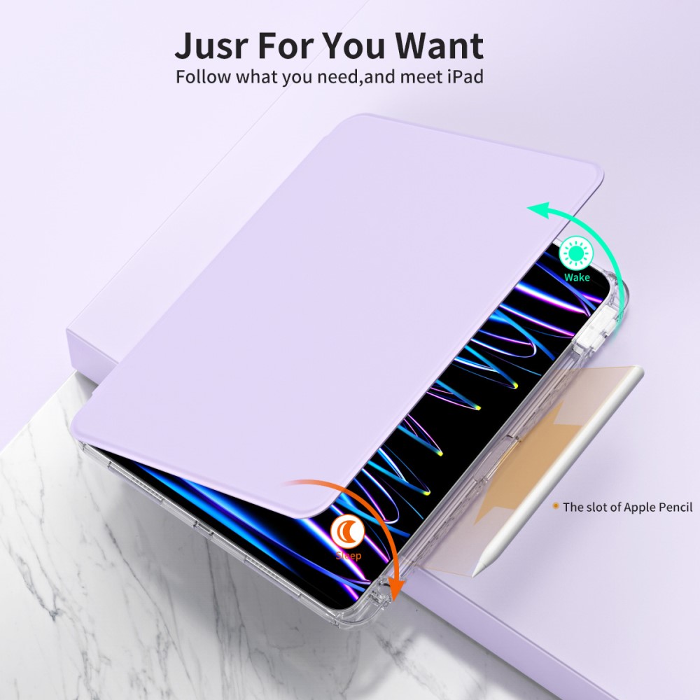  iPad Pro 11 2025/2024 Fodral Hybrid Rotation Pennhållare Lila