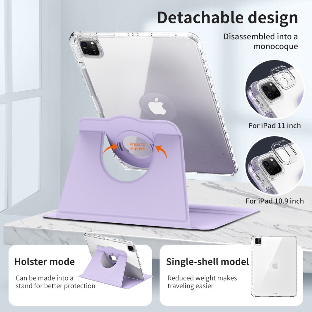  iPad Pro 11 2025/2024 Fodral Hybrid Rotation Pennhållare Lila