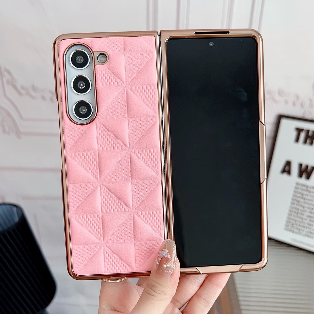  Galaxy Z Fold 6 Skal Läder Rosa