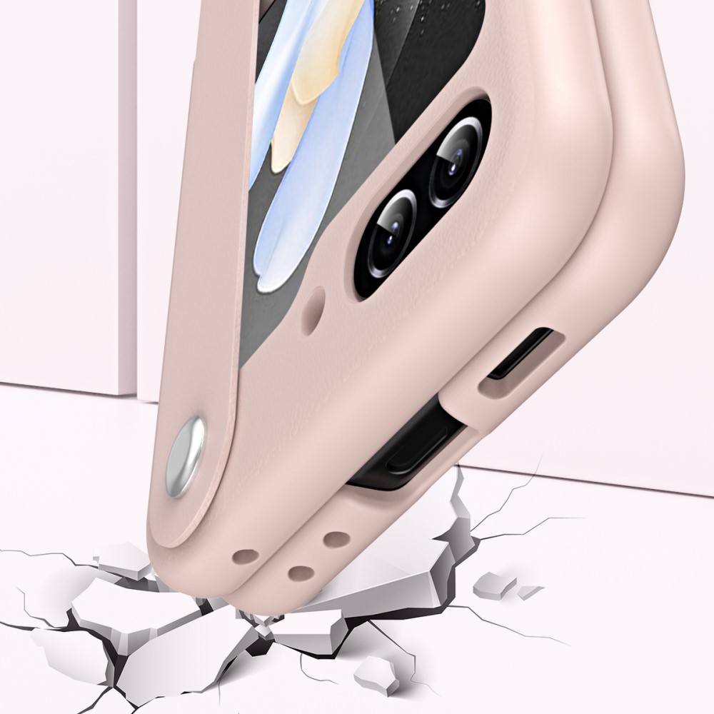  Galaxy Z Flip 6 / 7 FE Skal Med Finger Strap Läder Svart