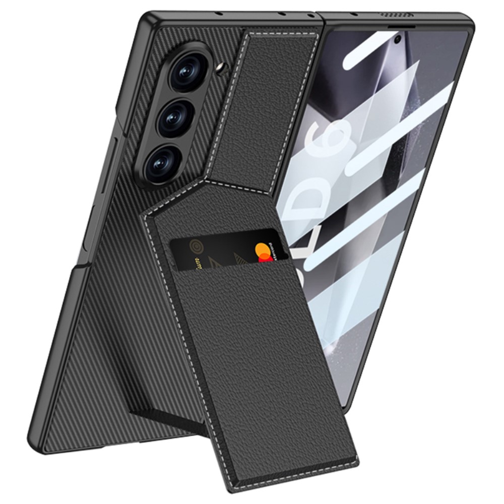 GKK GKK Galaxy Z Fold 6 Skal Med Korthållare Läder Svart