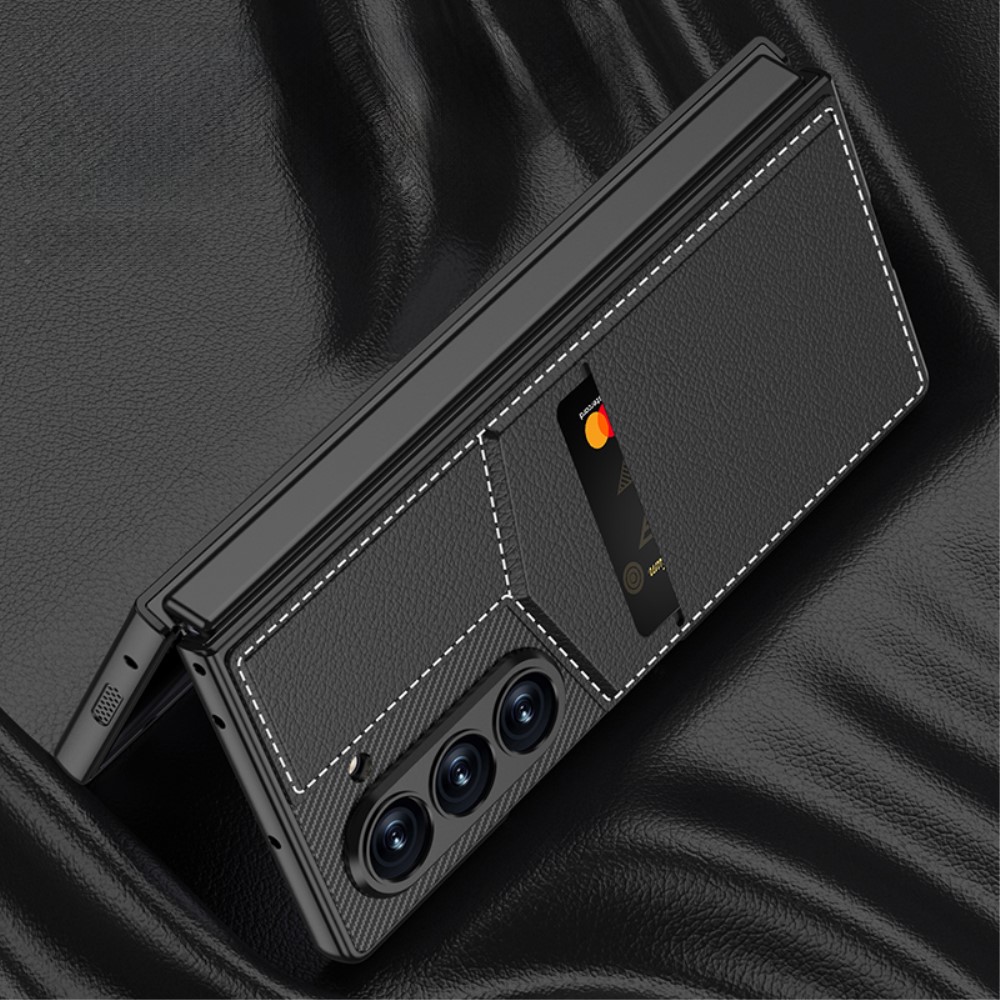 GKK GKK Galaxy Z Fold 6 Skal Med Korthållare Läder Svart