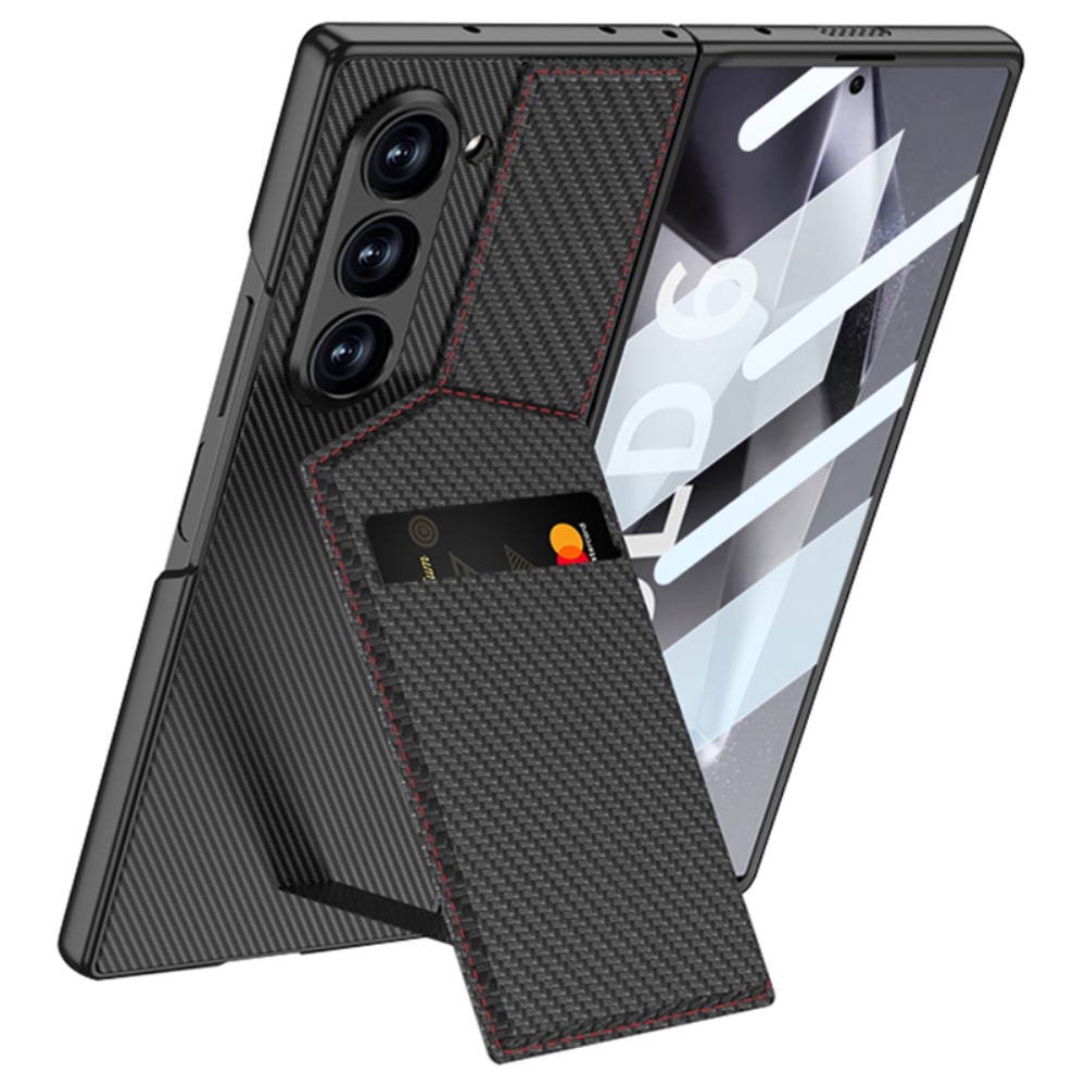 GKK GKK Galaxy Z Fold 6 Skal Kickstand Med Korthållare Kolfiber Svart