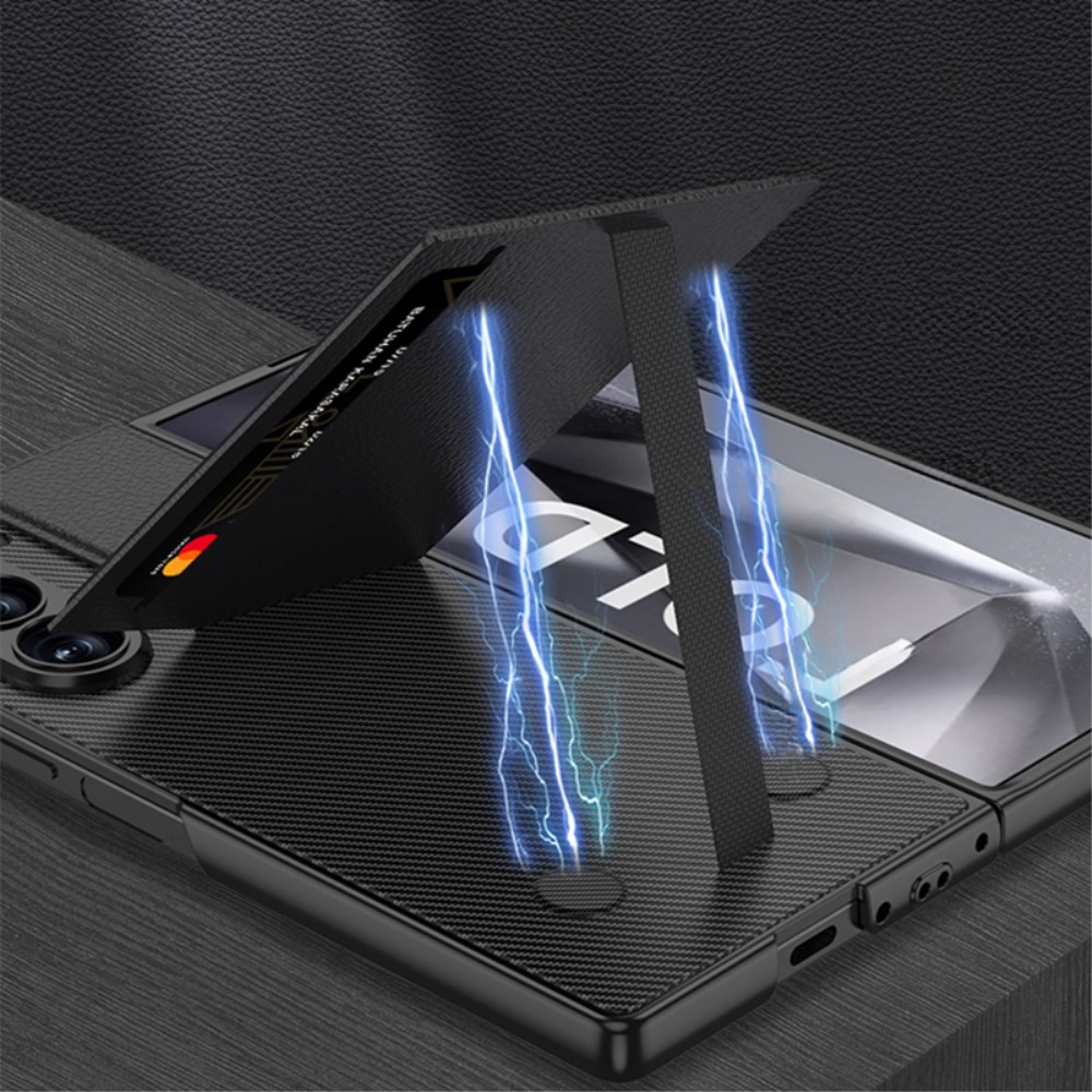 GKK GKK Galaxy Z Fold 6 Skal Kickstand Med Korthållare Kolfiber Svart