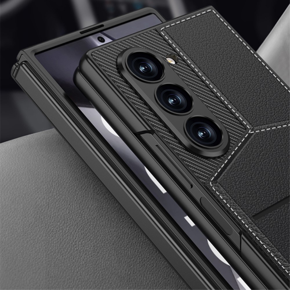 GKK GKK Galaxy Z Fold 6 Skal Kickstand Med Korthållare Kolfiber Svart