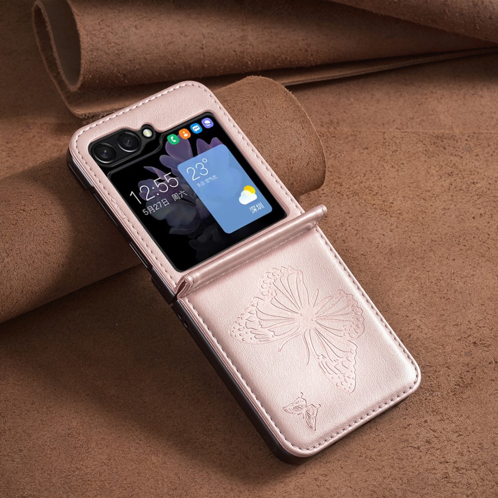  Galaxy Z Flip 6 / 7 FE Skal Fjäril Textur Rosa