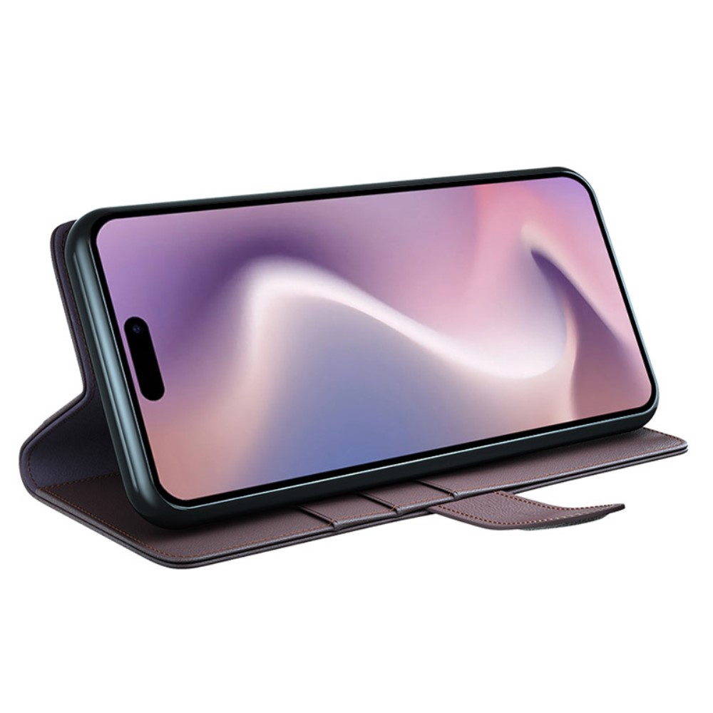  iPhone 16 Fodral Premium Äkta Läder Brun