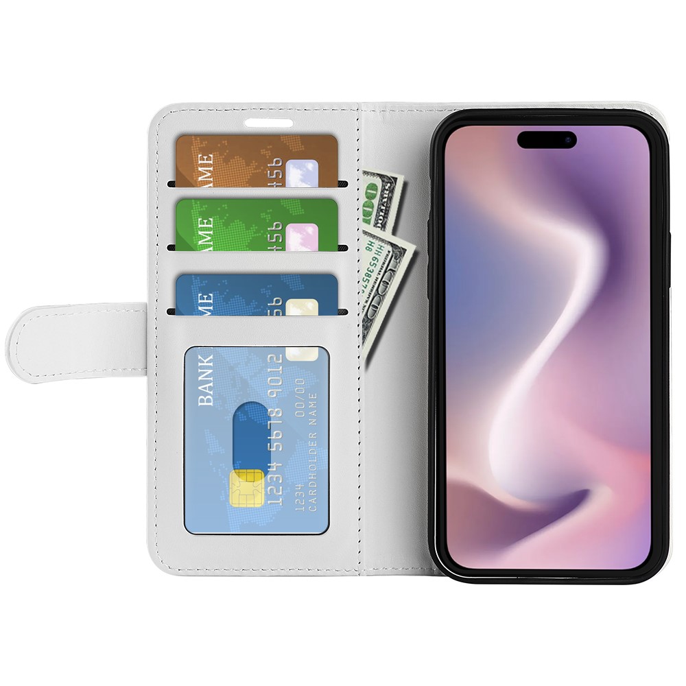  iPhone 16 Fodral Läder Crazy Horse Vit