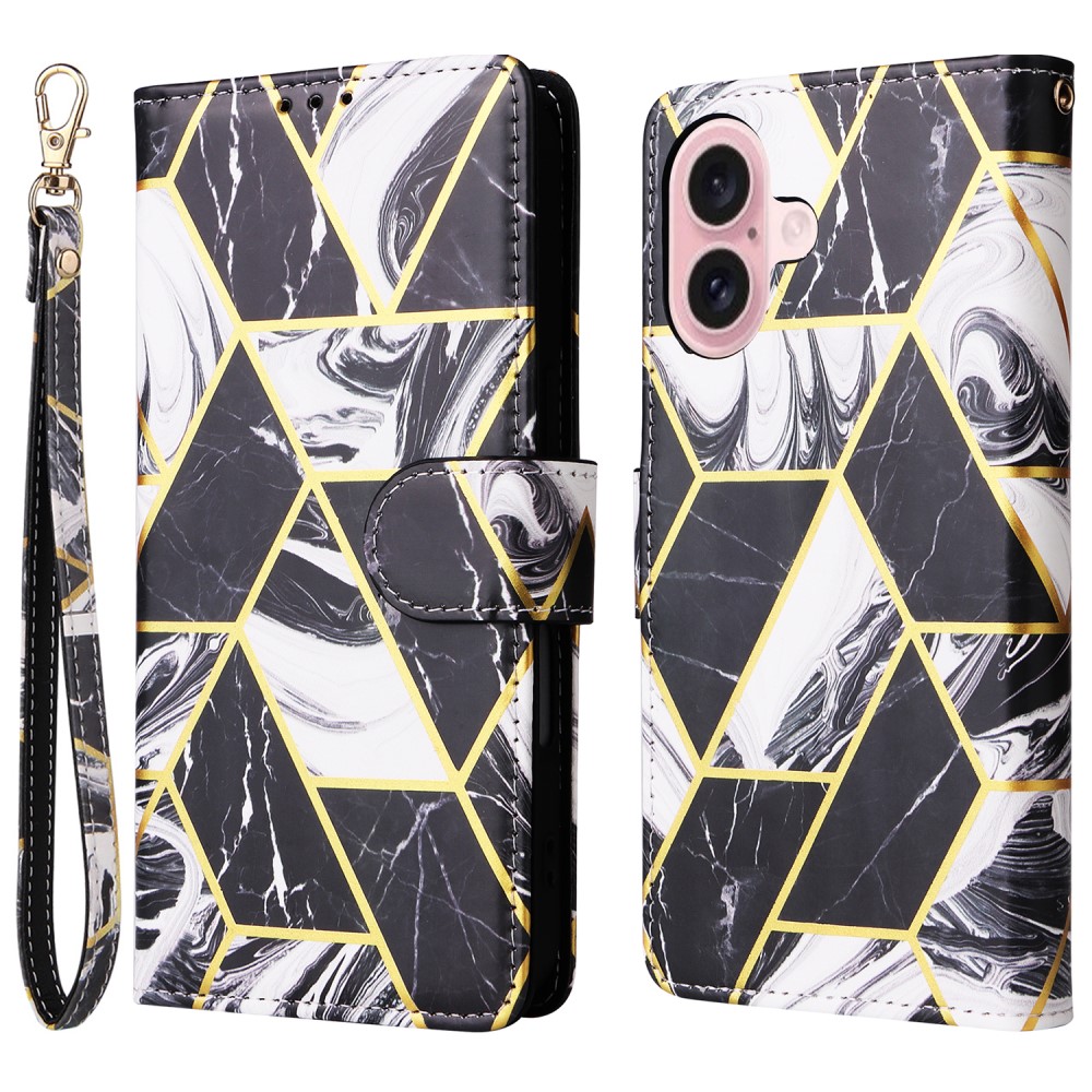  iPhone 16 Fodral Tryck Med Marmor Svart