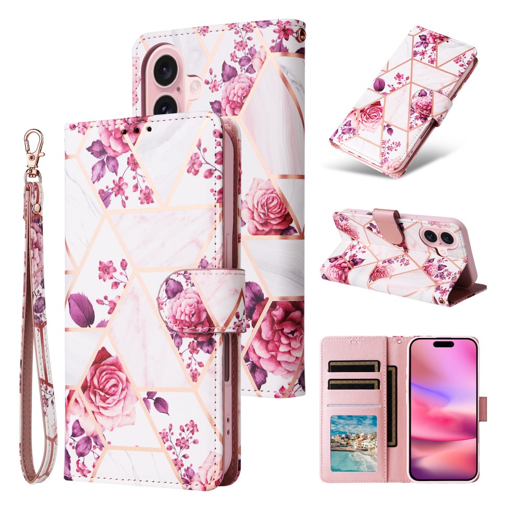  iPhone 16 Fodral Tryck Med Marmor Rosa