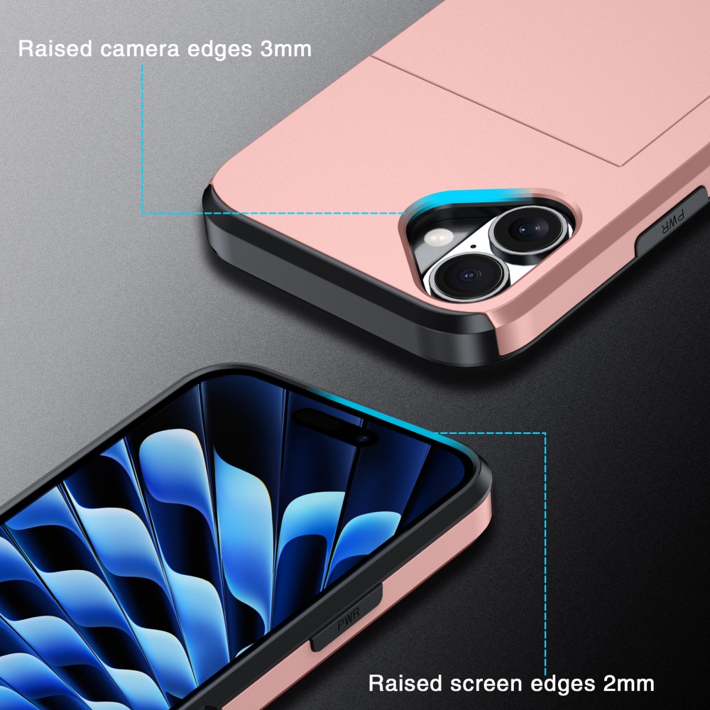  iPhone 16 Skal Hybrid Med Kortfack Svart