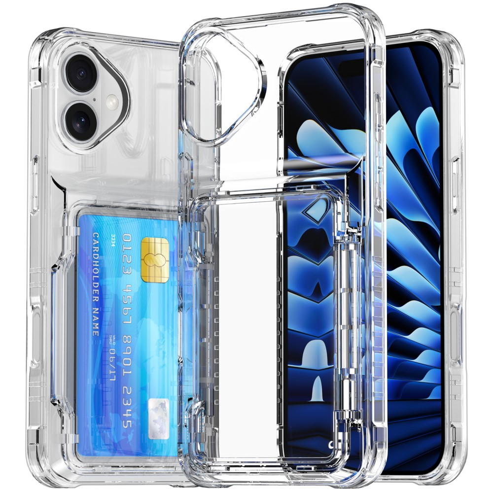  iPhone 16 Skal Kickstand Med Korthållare Transparent