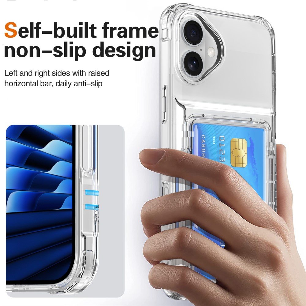  iPhone 16 Skal Kickstand Med Korthållare Transparent