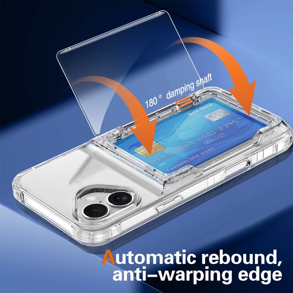  iPhone 16 Skal Kickstand Med Korthållare Transparent
