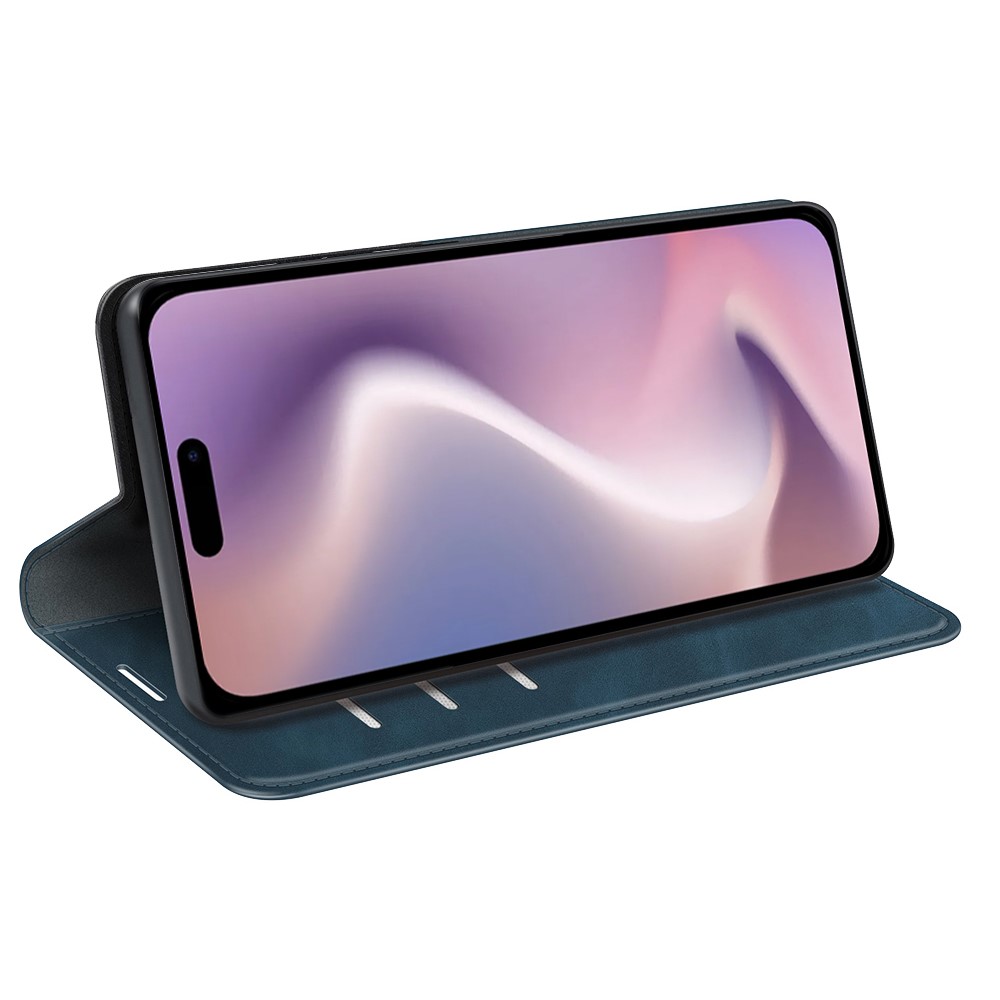  iPhone 16 Pro Fodral Flip Läder Blå