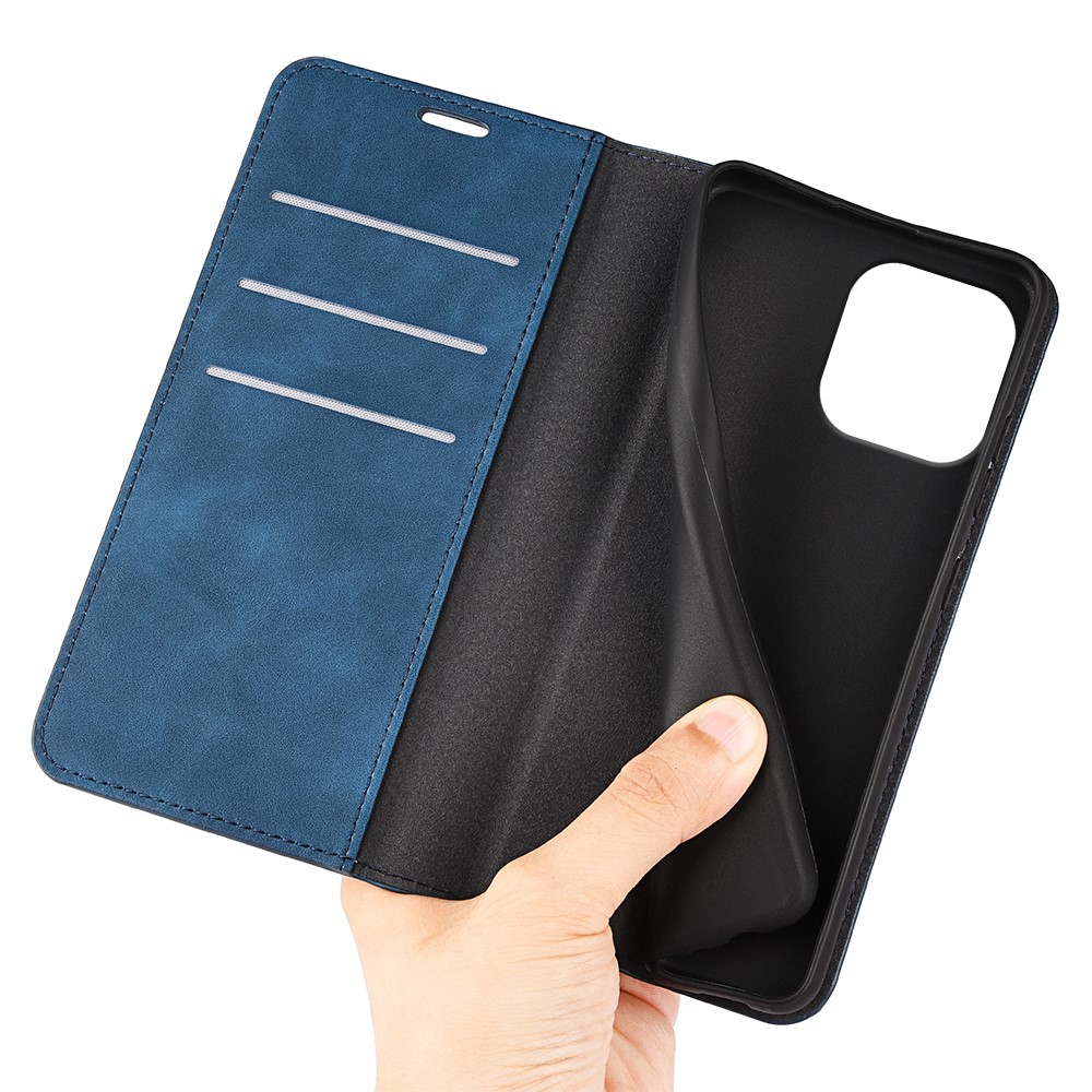  iPhone 16 Pro Fodral Flip Läder Blå