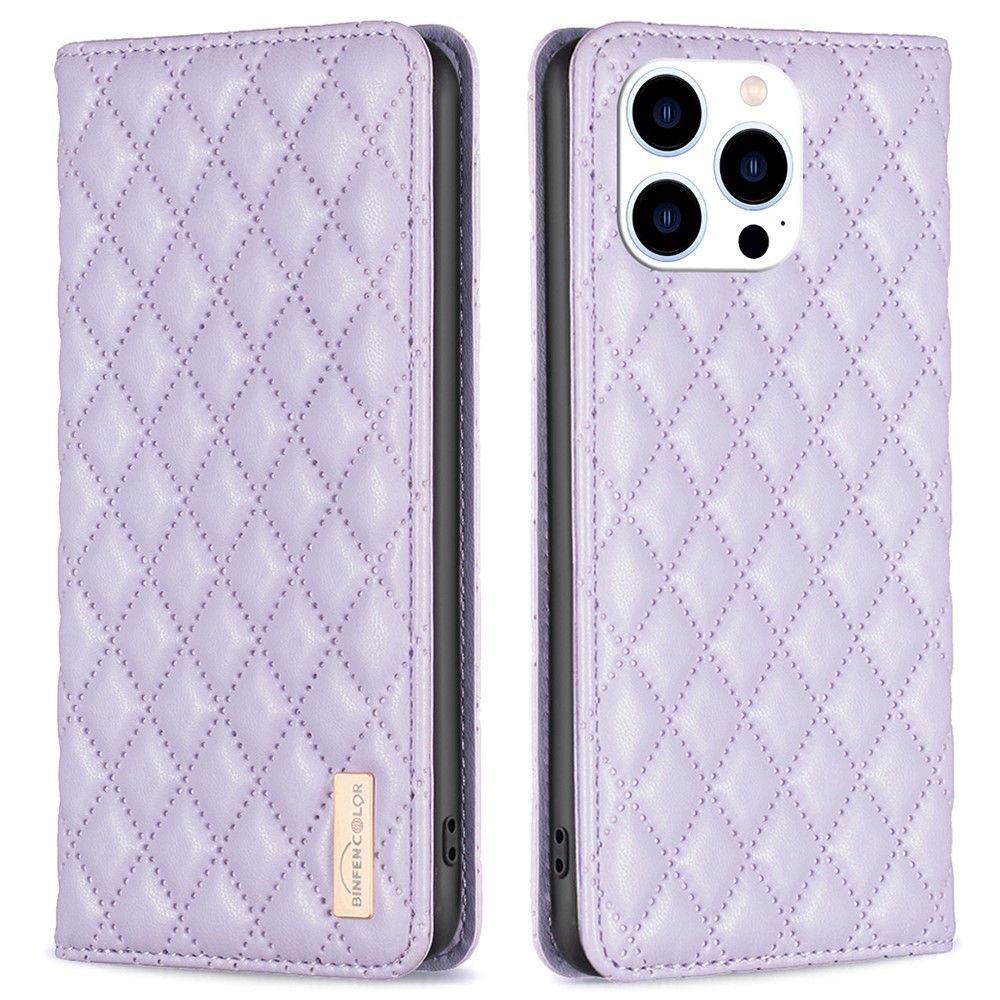  iPhone 16 Pro Fodral Diamond Flip Läder Lila