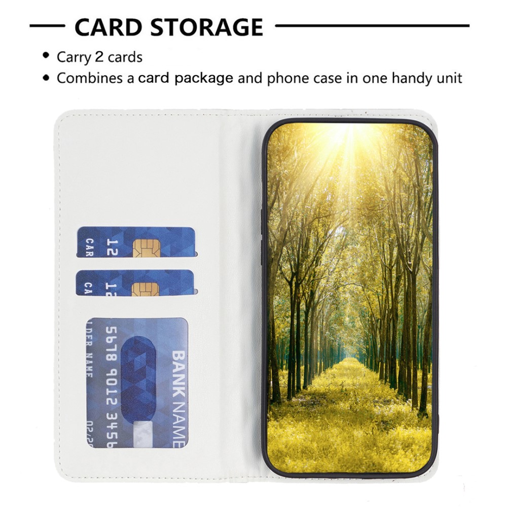 BINFEN BINFEN iPhone 16 Pro Fodral Diamond Flip Läder Vit