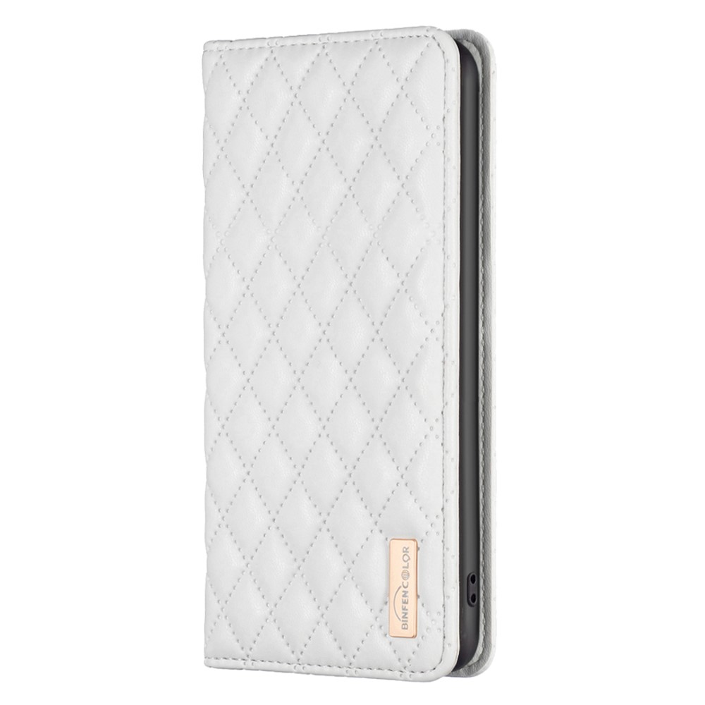 BINFEN BINFEN iPhone 16 Pro Fodral Diamond Flip Läder Vit
