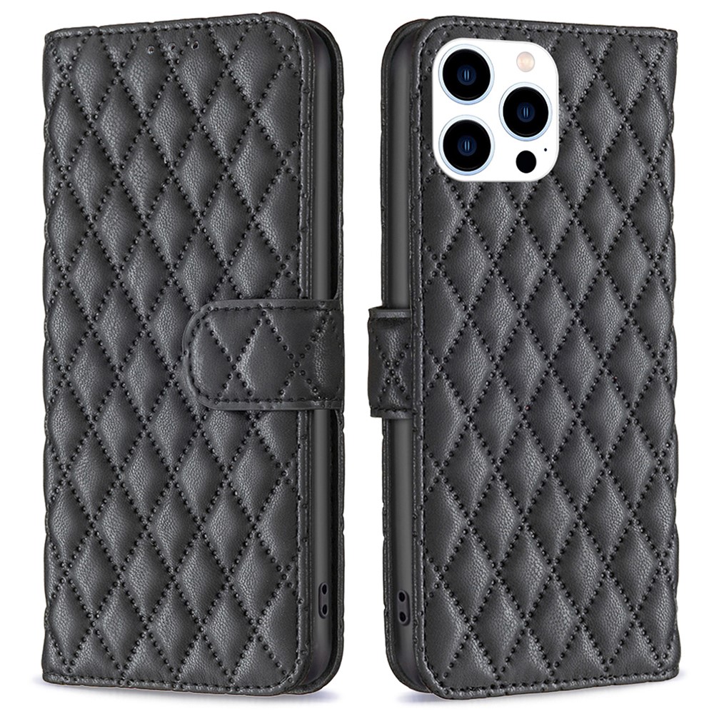 iPhone 16 Pro Fodral Diamond Läder Svart