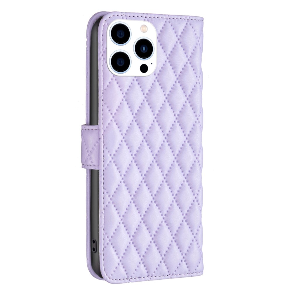 iPhone 16 Pro Fodral Diamond Läder Lila