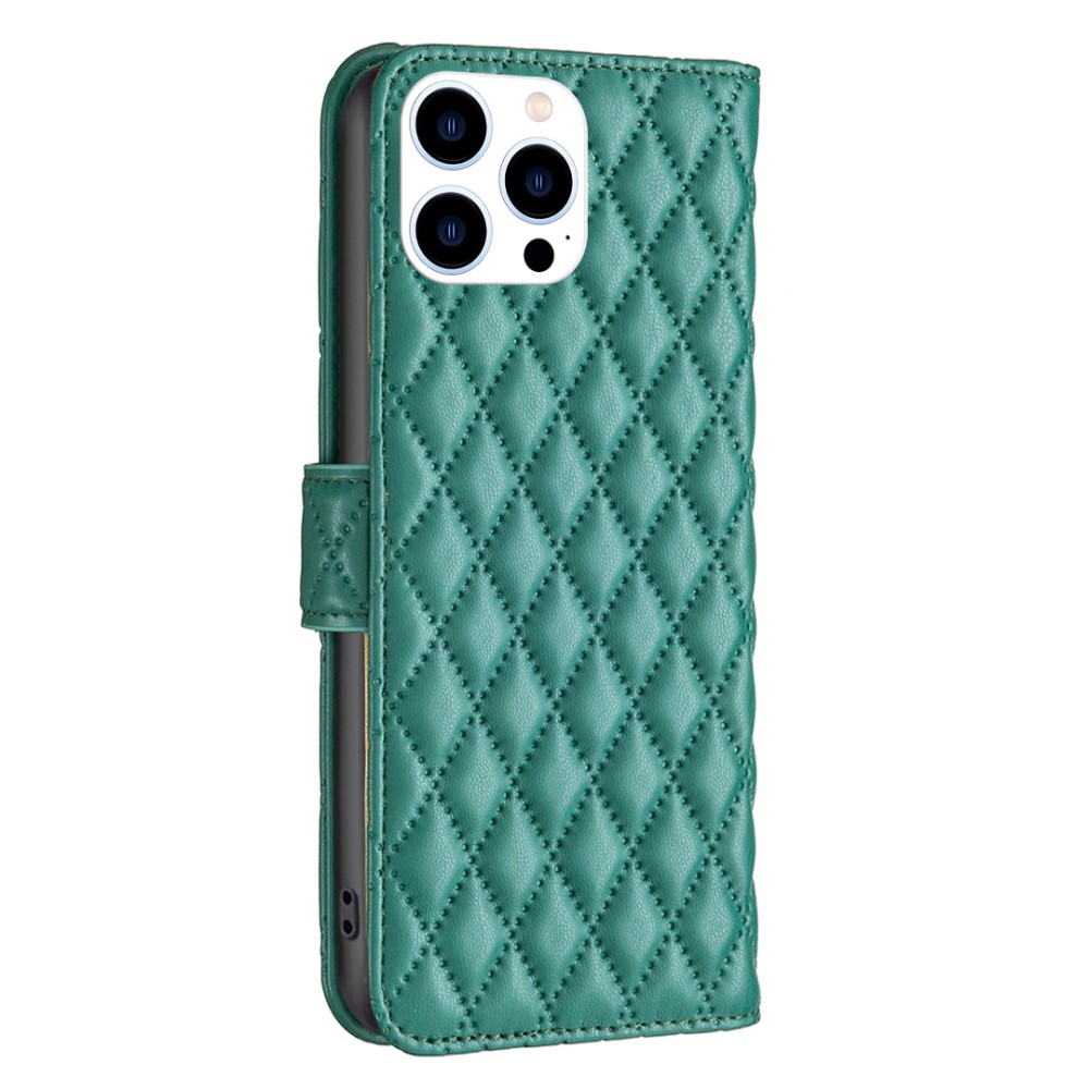  iPhone 16 Pro Fodral Diamond Läder Grön