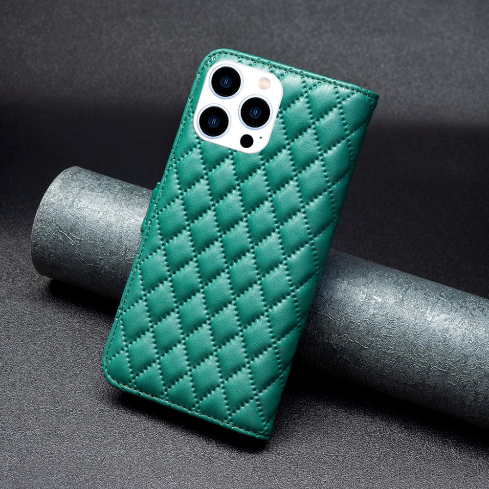  iPhone 16 Pro Fodral Diamond Läder Grön