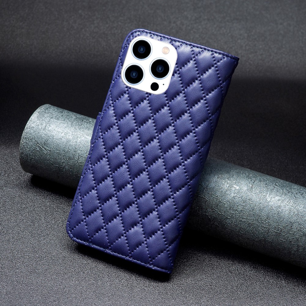  iPhone 16 Pro Fodral Diamond Läder Blå