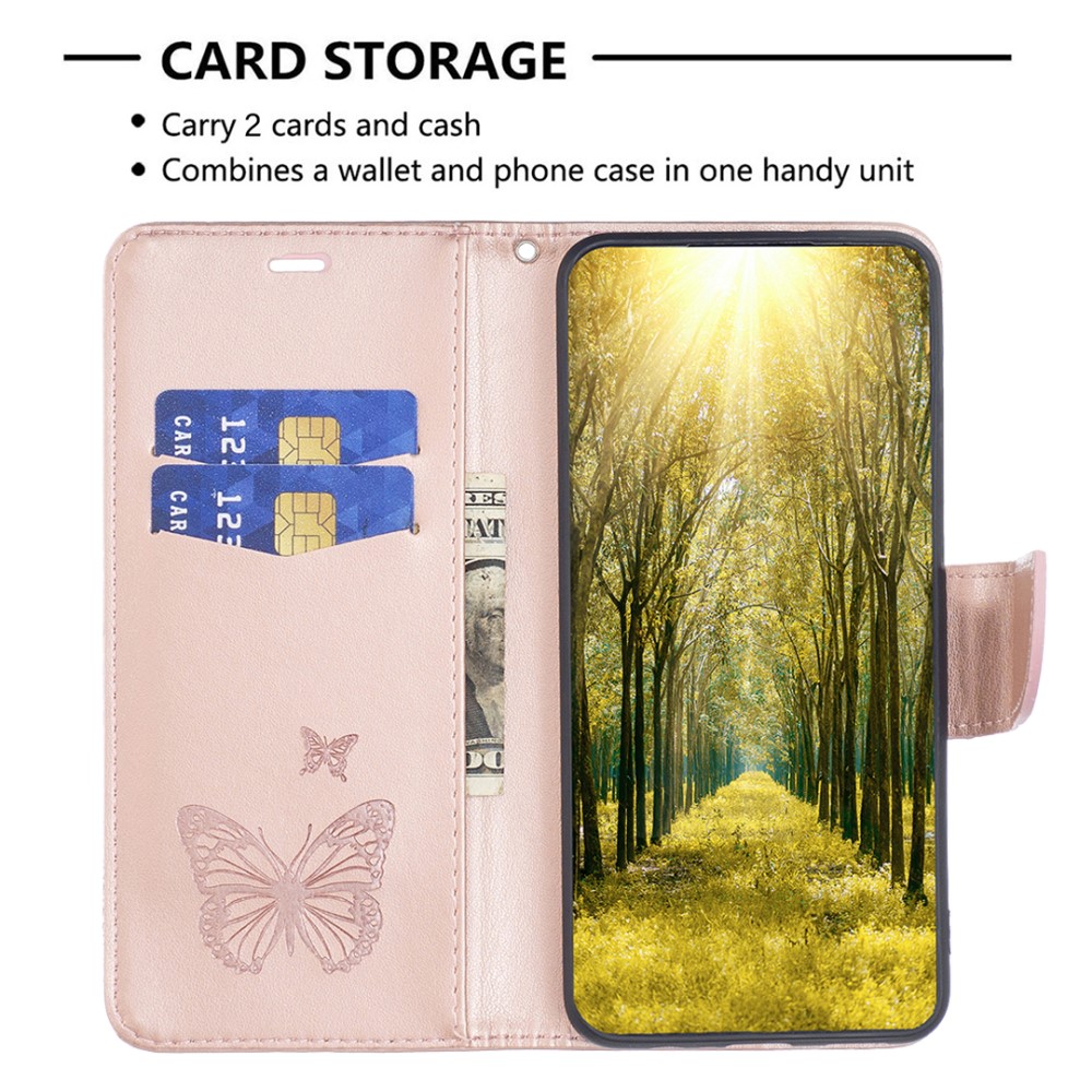  iPhone 16 Pro Fodral Med Tryckta Fjärilar Roséguld