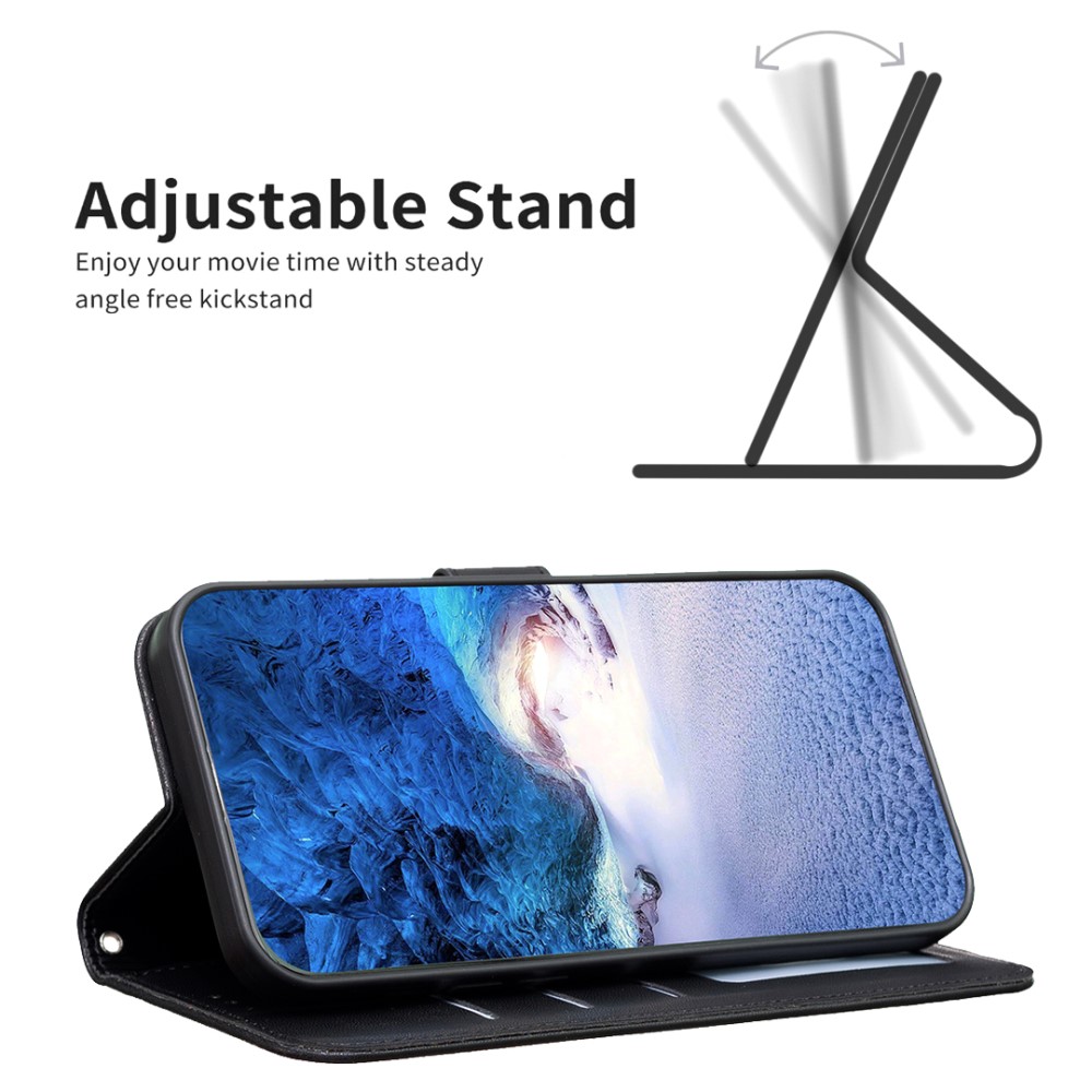  iPhone 16 Pro Fodral Fyrklöver Läder Svart