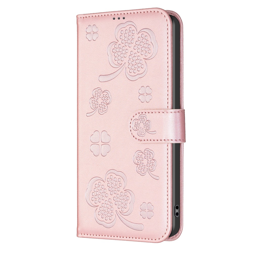  iPhone 16 Pro Fodral Fyrklöver Läder Roséguld