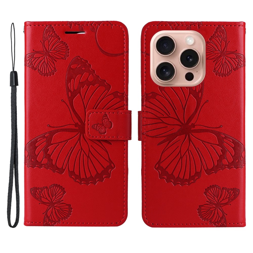  iPhone 16 Pro Fodral Fjäril Tryck Röd