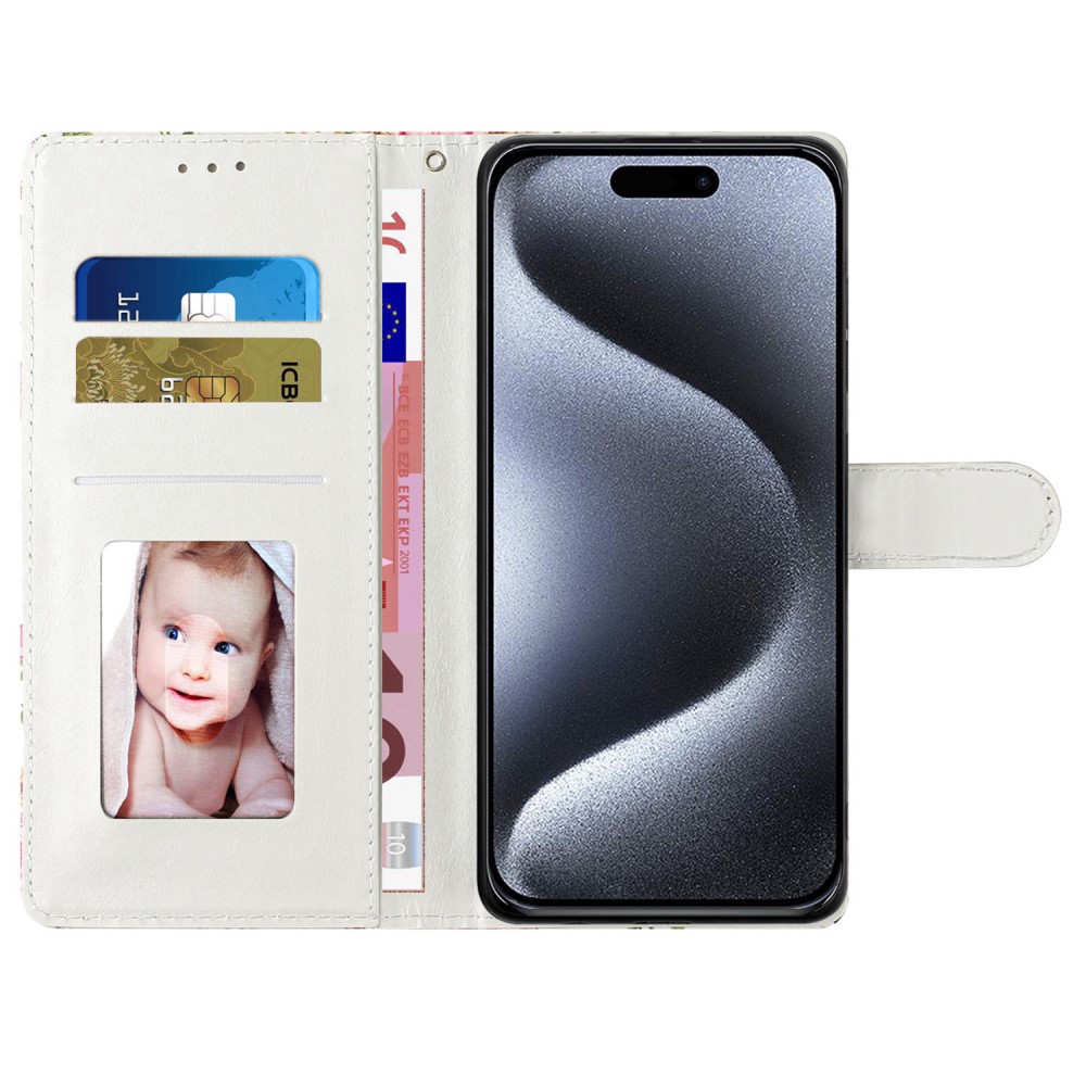 iPhone 16 Pro Fodral Rosa Blommor