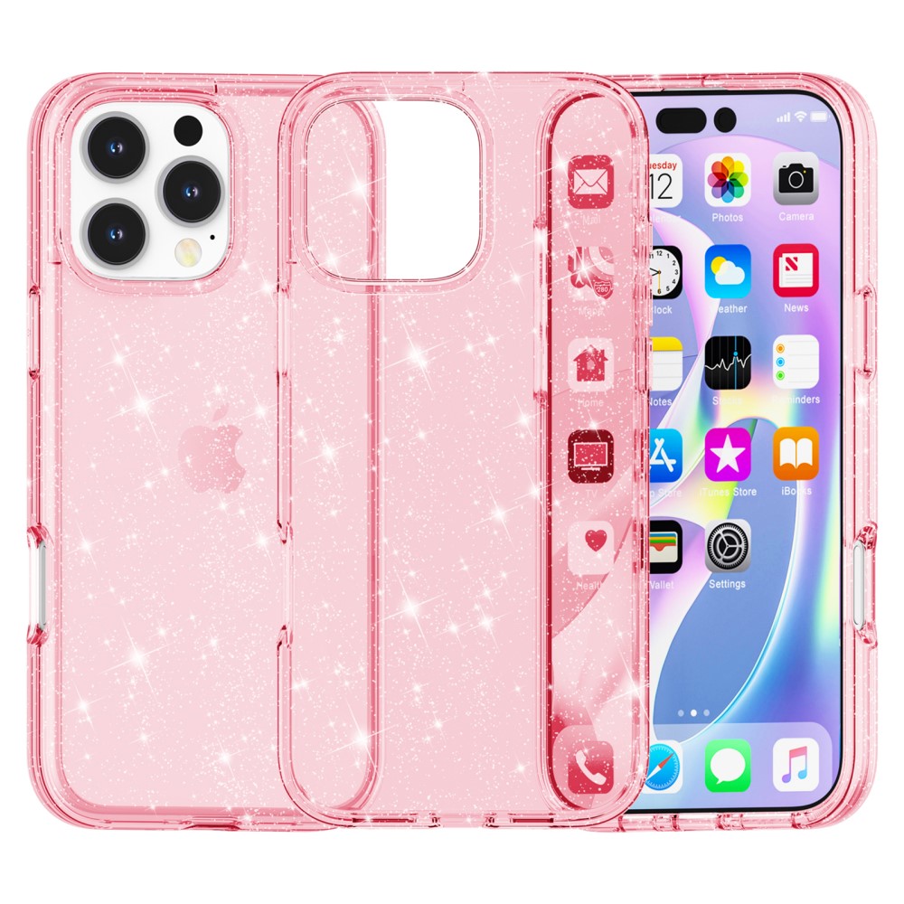  iPhone 16 Pro Skal Glitter Rosa