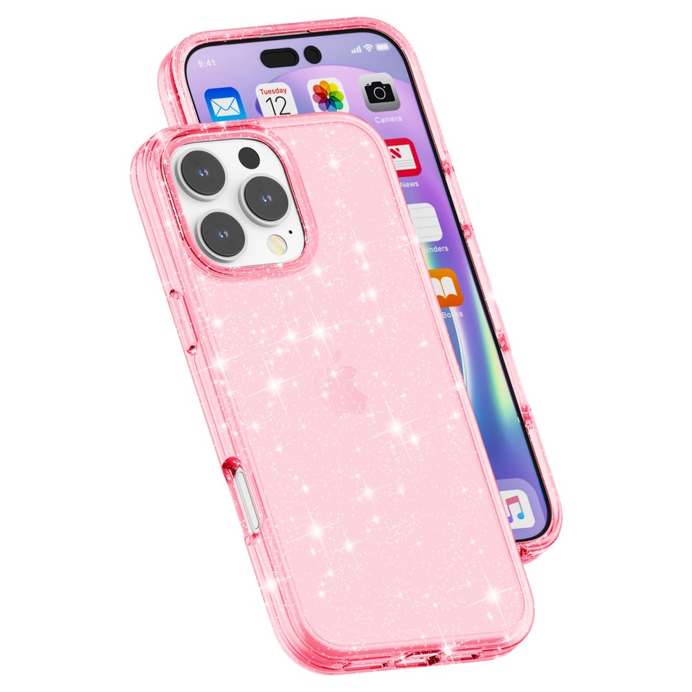  iPhone 16 Pro Skal Glitter Rosa