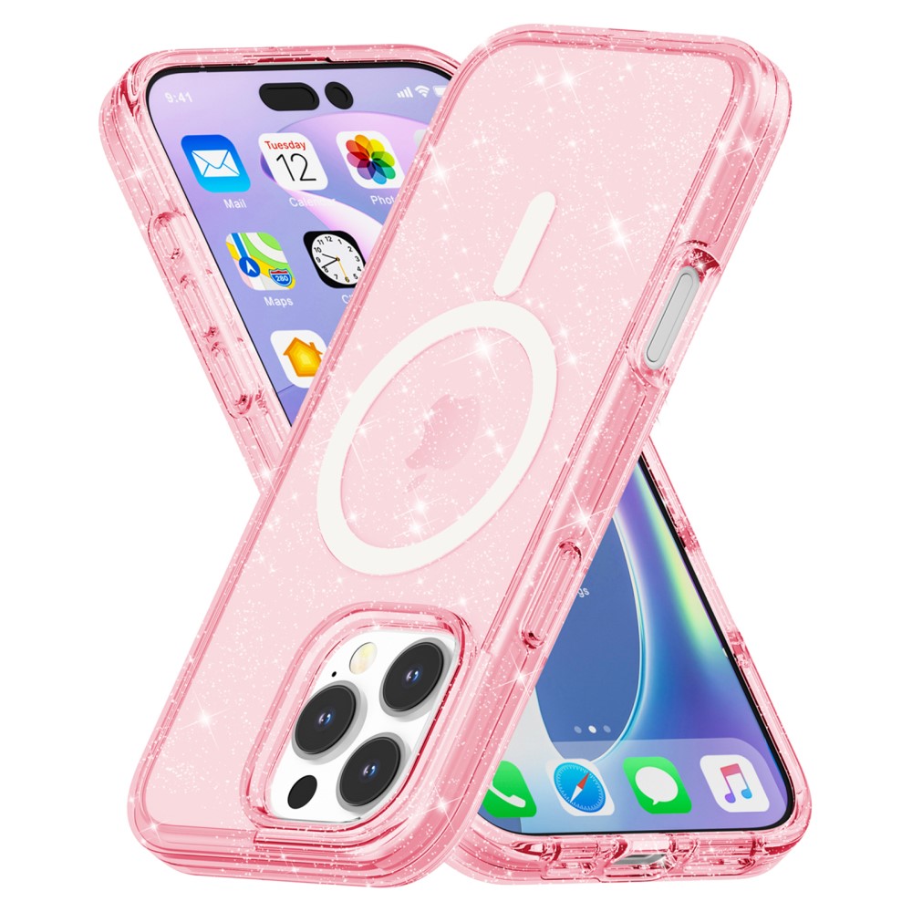  iPhone 16 Pro Skal MagSafe Glitter Rosa