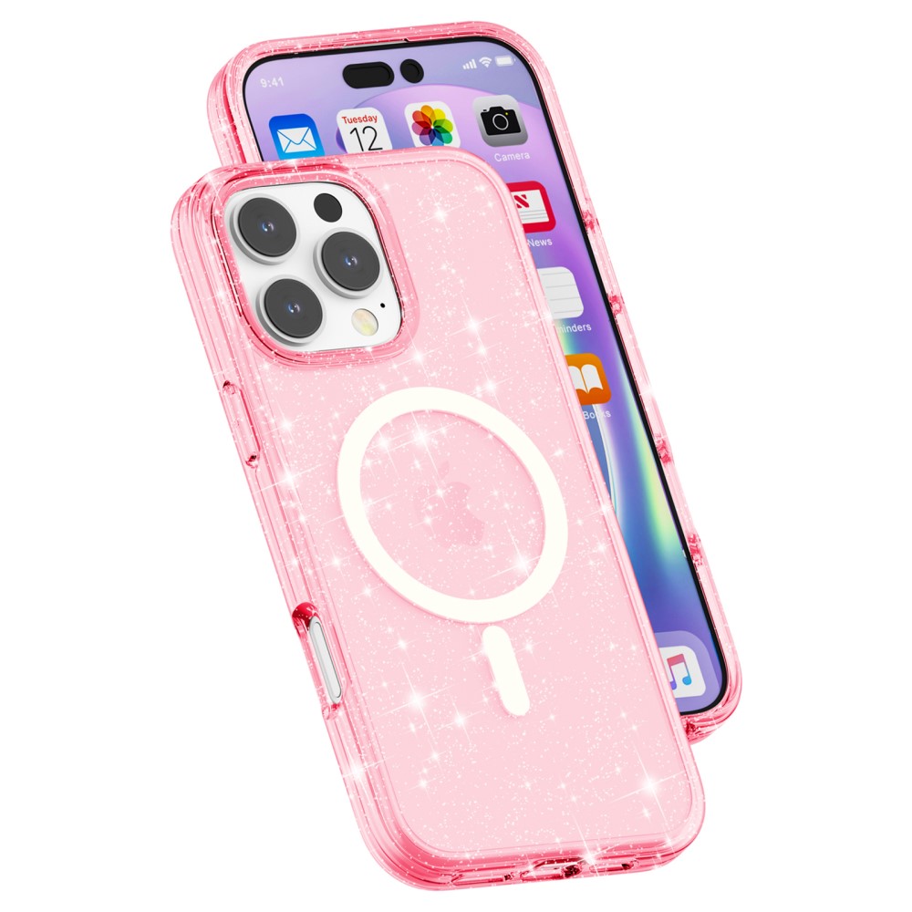  iPhone 16 Pro Skal MagSafe Glitter Rosa