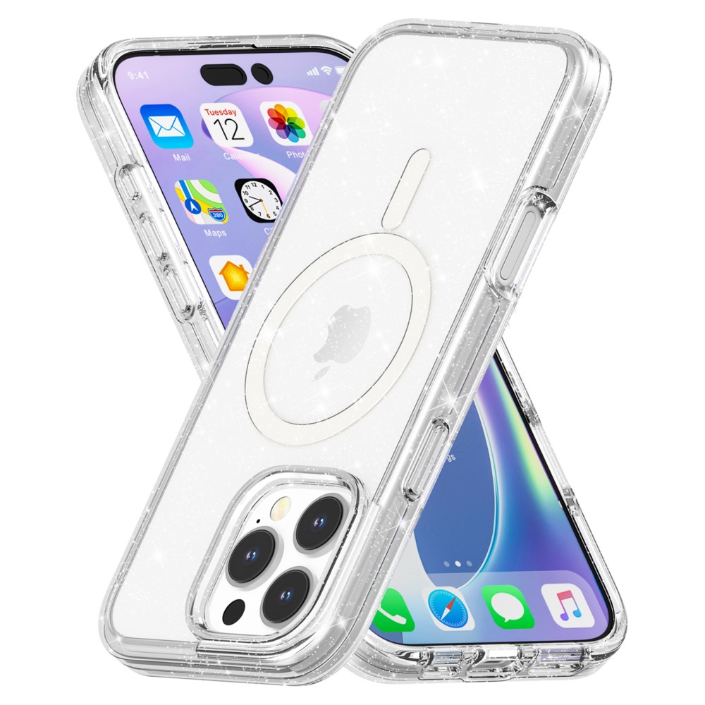  iPhone 16 Pro Skal MagSafe Glitter Transparent