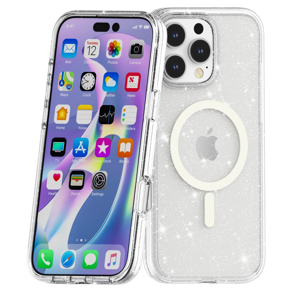  iPhone 16 Pro Skal MagSafe Glitter Transparent