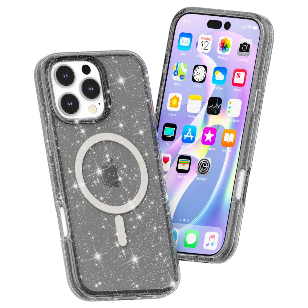  iPhone 16 Pro Skal MagSafe Glitter Svart
